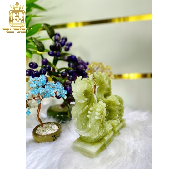 Cặp Rồng Xanh 15cm Đá Onyx – Trấn Trạch, Chiêu Tài