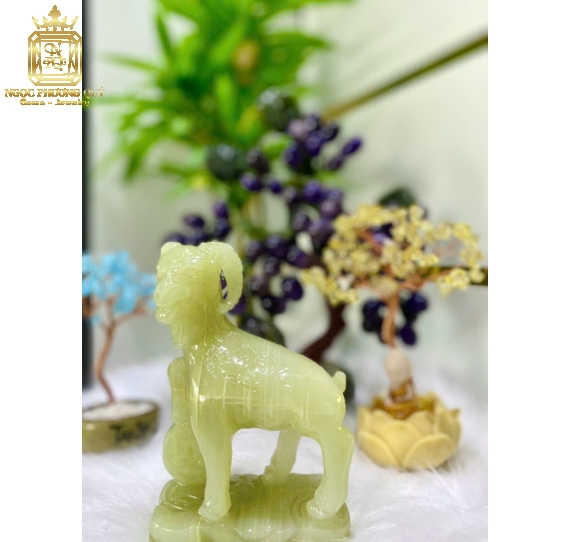 Tượng Dê Phong Thuỷ 15cm – Đá Onyx Xanh Tự Nhiên – Chiêu Tài, Bình An
