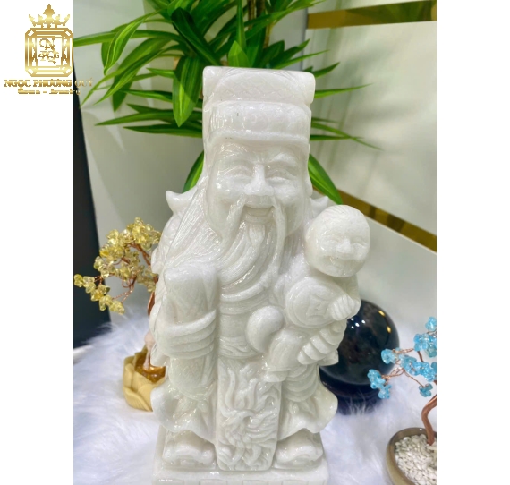 Bộ Phúc Lộc Thọ 30 cẩm  thạch trắng